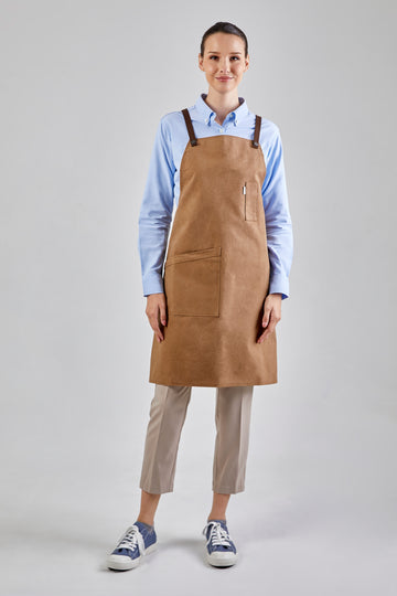 12C Cross Back Apron ผ้ากันเปื้อนสายไขว้หลัง (Cinnamon Brown , น้ำตาลซินนาม่อน)